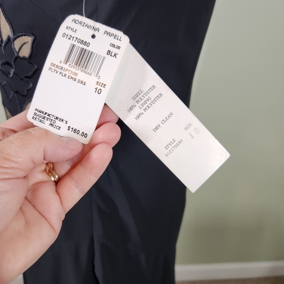 NWT Adrianna Pappel Dress SS High Low Hem Black w Floral Detailing, sz 10 - Picture 11 of 11